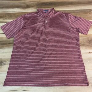 Peter Millar Crown Crafted Men's XL Red Stripe Mills Performance Golf Polo